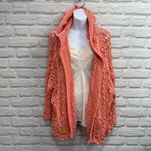Crochet Boho Knit Cardigan Sweater Kimono Women's S ‎ Oversized Fishnet Knit Top
